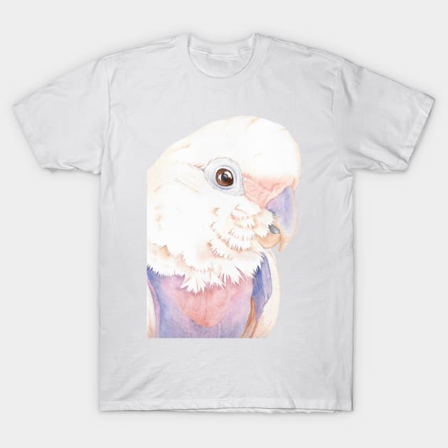 Goffin Tanimbar corella cockatoo watercolor portrait parrot name Buckley V2 T-Shirt by Oranjade0122